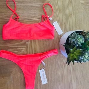NWT Frankies Bikinis Rave Heart Bikini Set